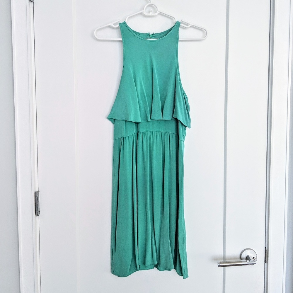 Tibi seafoam teal silk layered dress